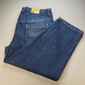Raw Blue Loose Fit Denim Jeans Baggy Hip Hop Y2K (FIT 50x33) Blue Patchwork